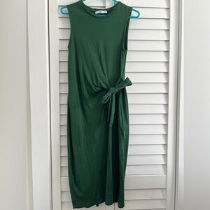 Mango Deep Green Sleeveless Midi Dress